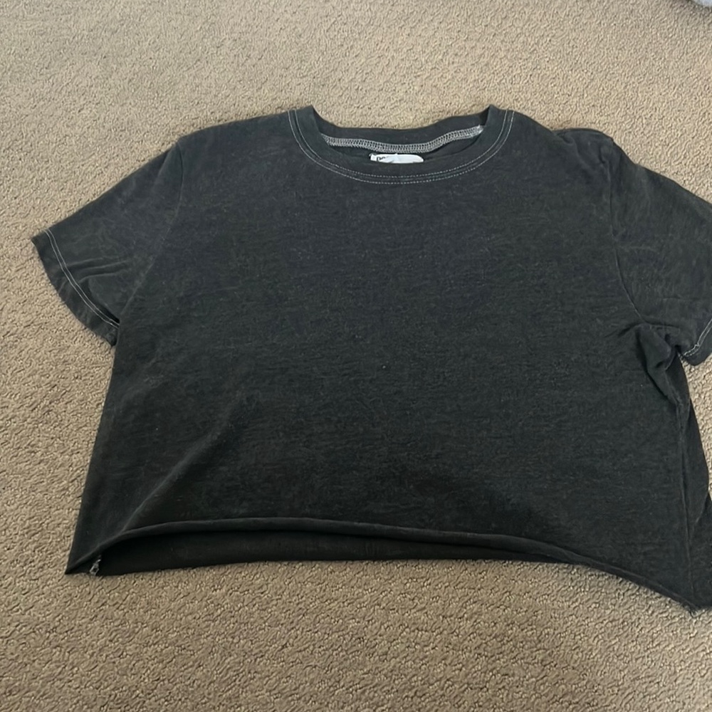 Dark, gray, RS cute, crop top shirt, size extra small